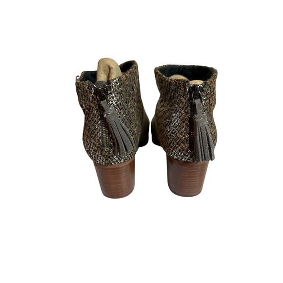 TOMS Women's Leila Metallic Felt Ankle Zip Heeled Booties Size 8.5W Gray Black - Picture 4 of 7